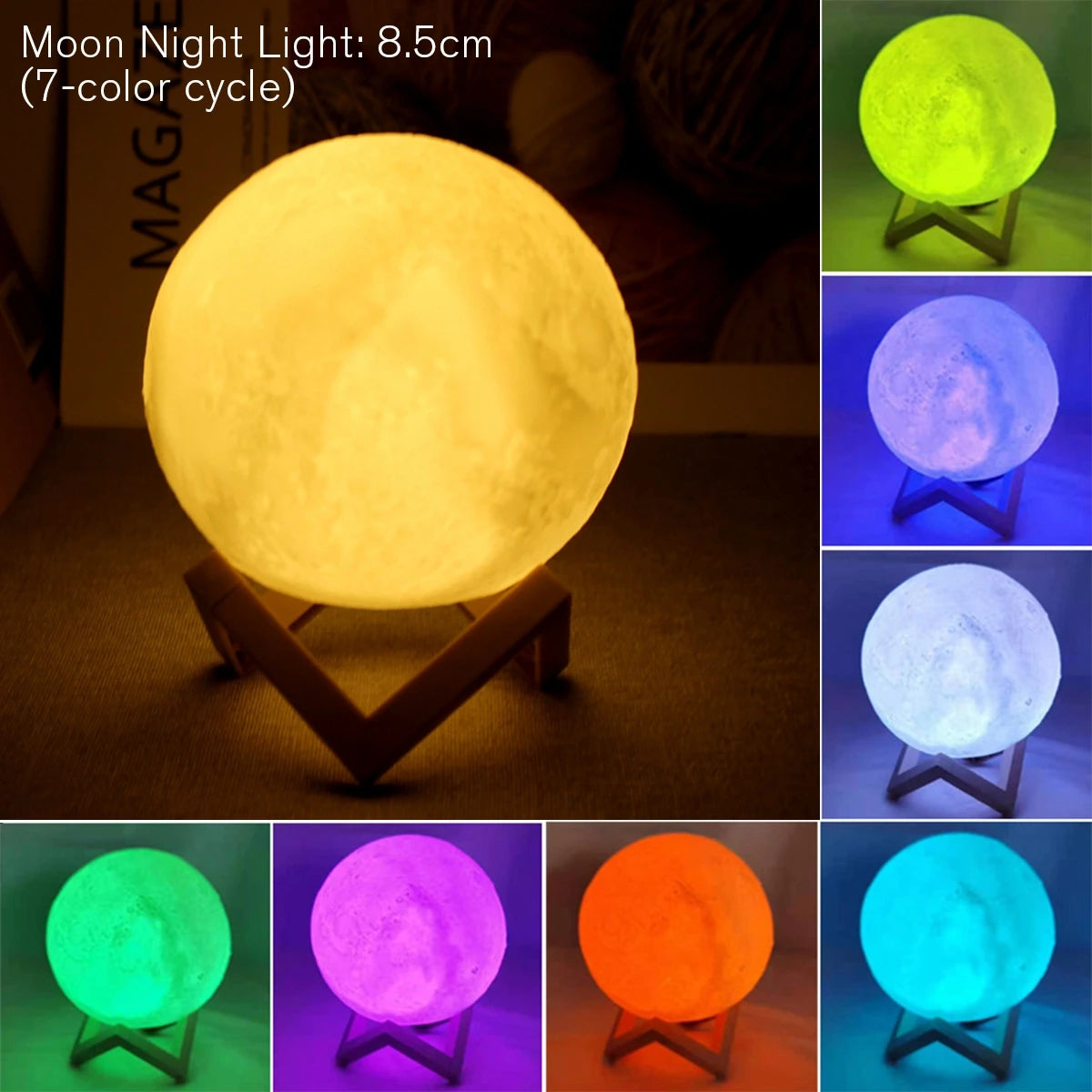 8cm Moon Lamp LED Night Light Battery Powered