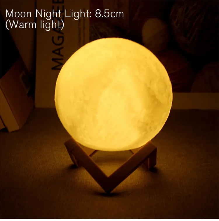 8cm Moon Lamp LED Night Light Battery Powered